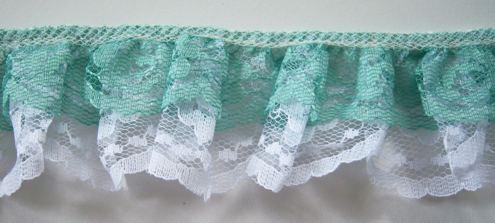 Seafoam/White Double Gathered Lace