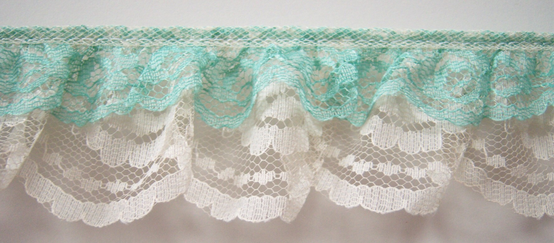 Mint/Eggshell Double Gathered Lace