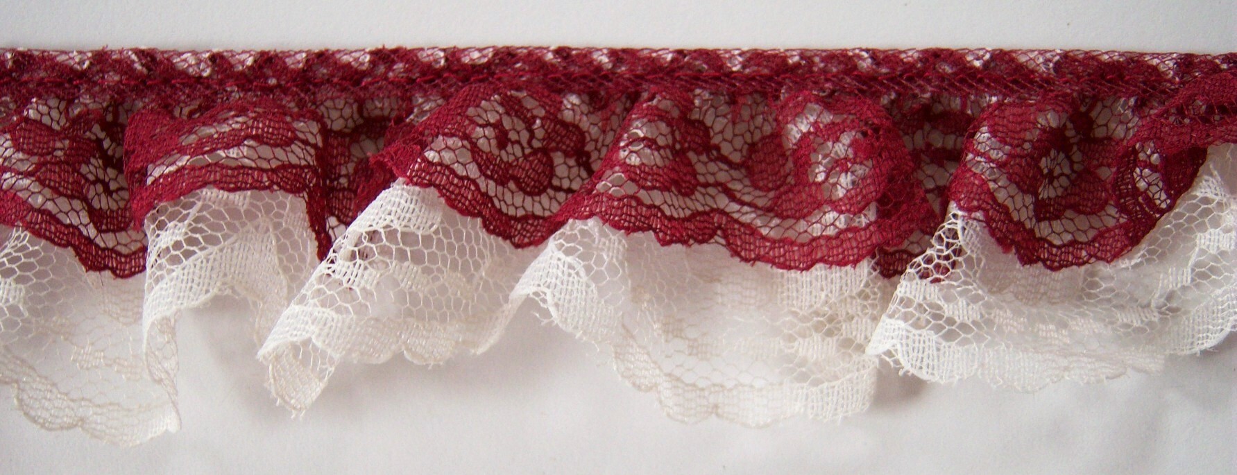 Wine/Eggshell Double Gathered Lace