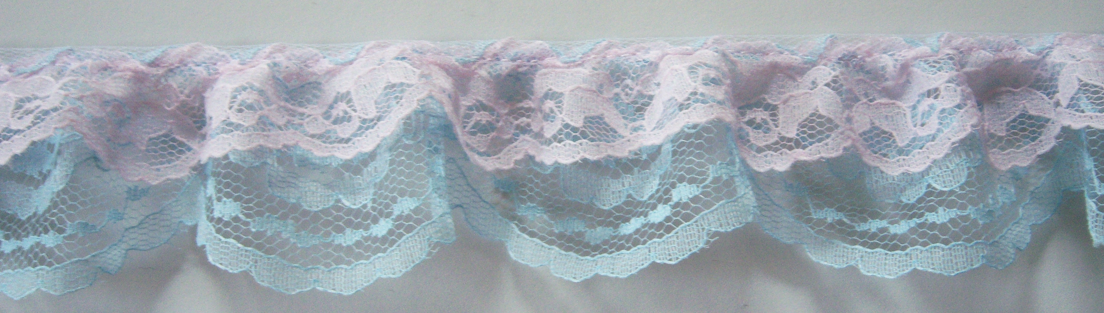 Lt Pink/Lt Blue Double Gathered Lace
