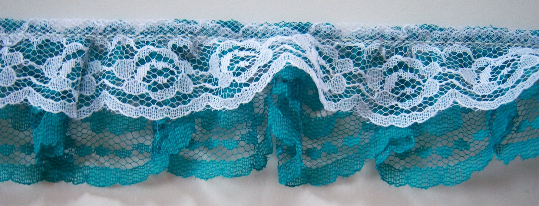 White/Jade Double Gathered Lace