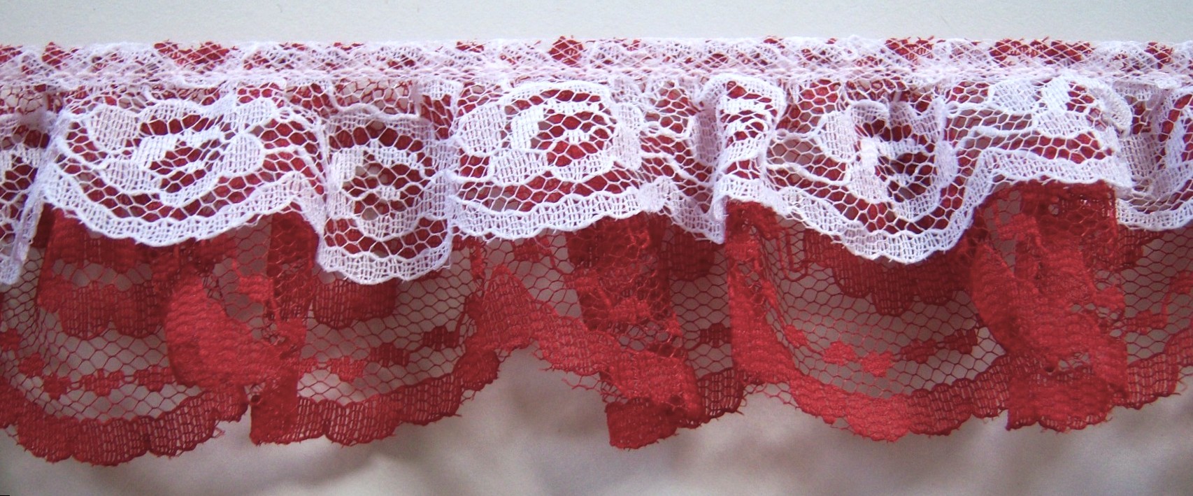 White/Wine Double Gathered Lace