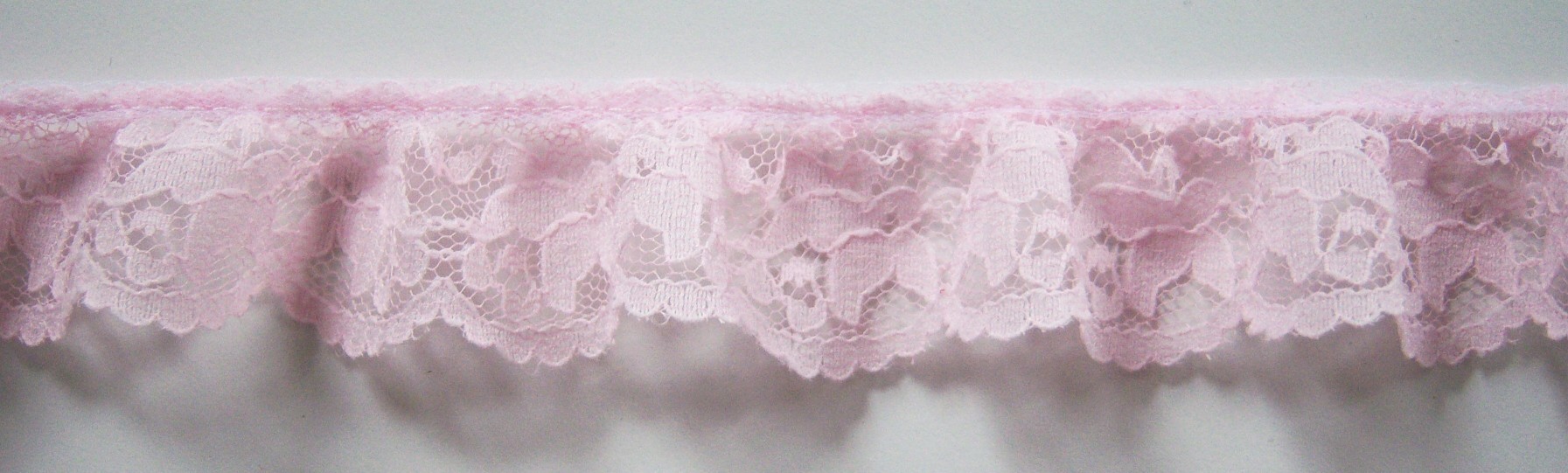 Pink 1 1/4" Ruffled Lace