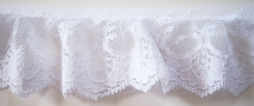White 2 1/4" Ruffled Lace