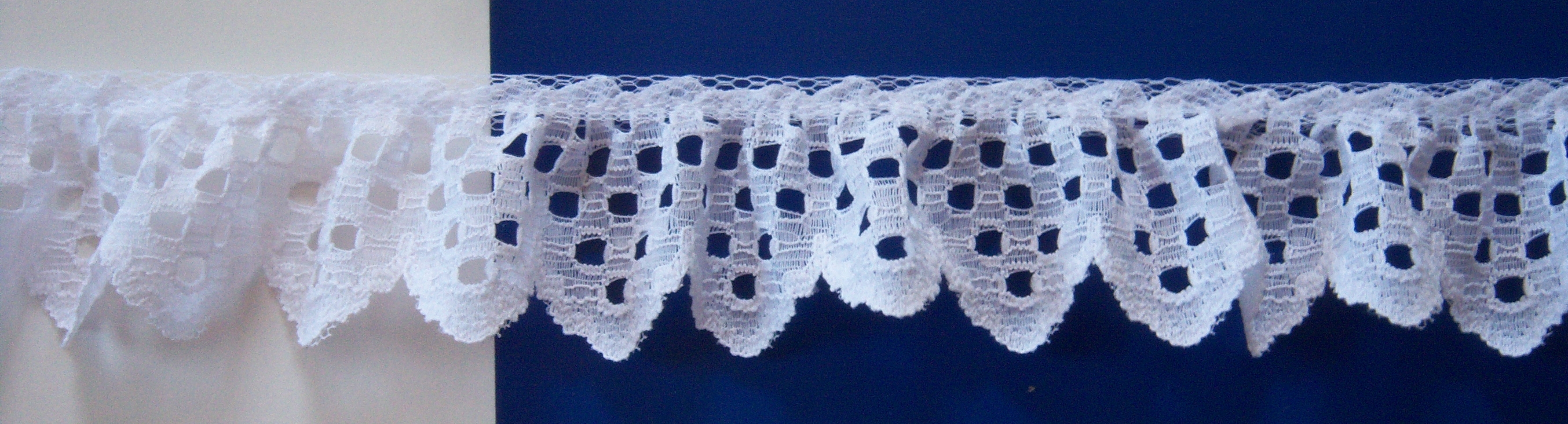 White 1 1/2" Ruffled Lace