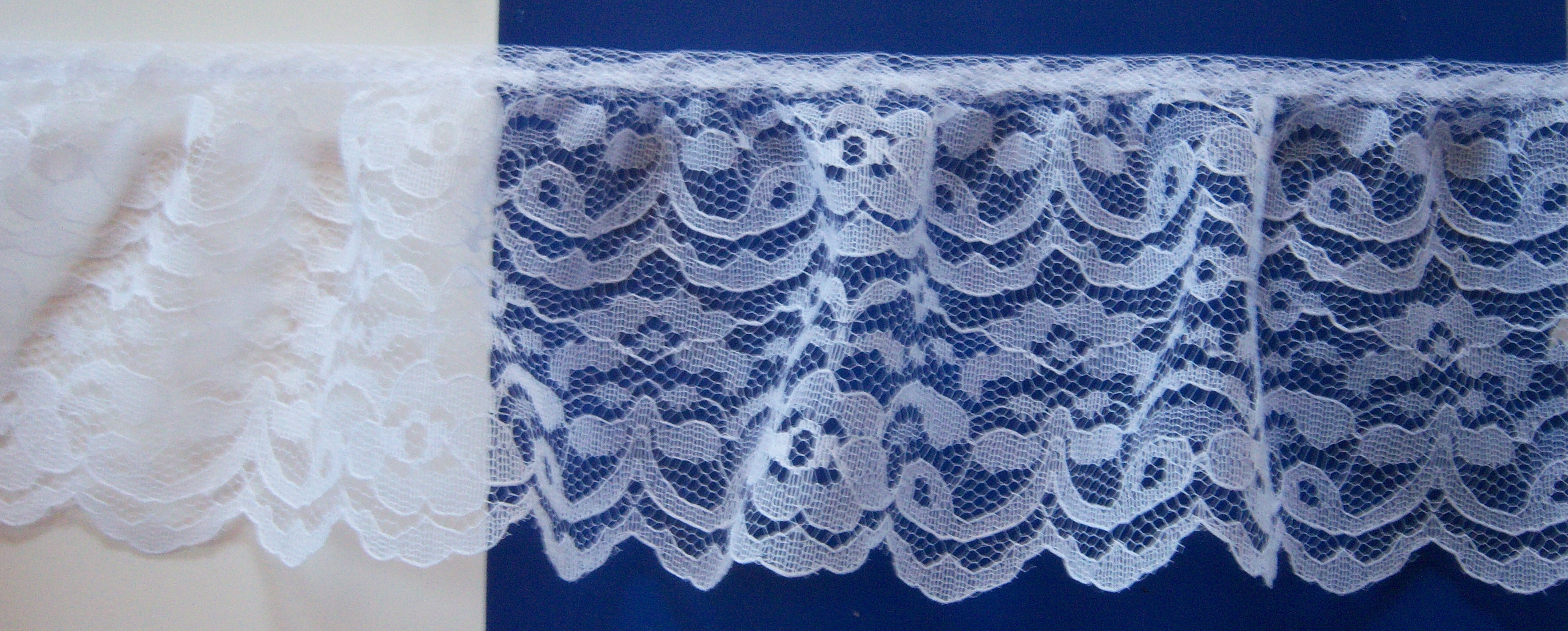 White 3 3/4" Ruffled Lace