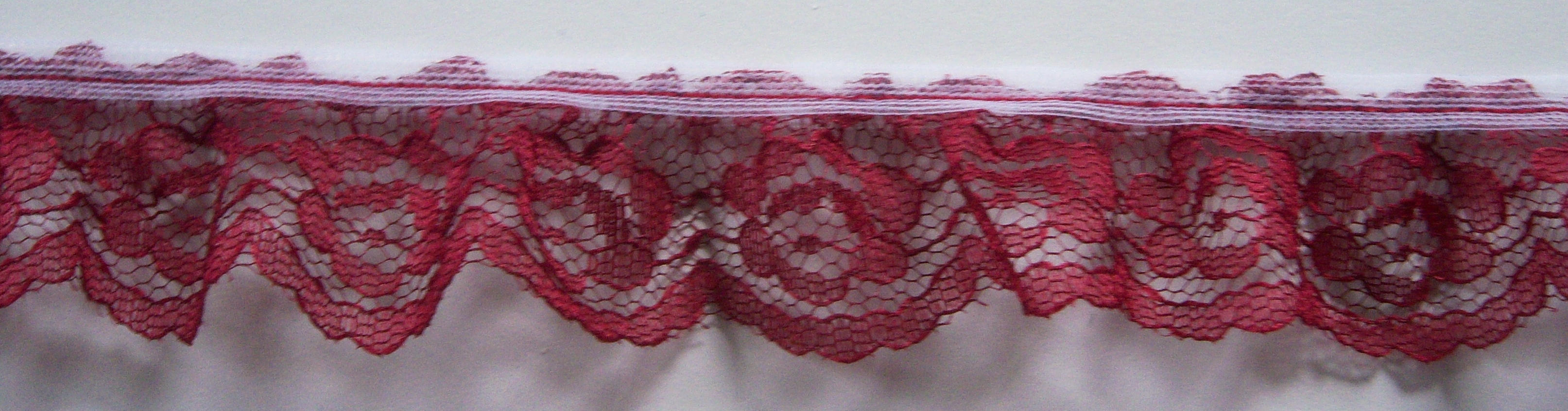 Burgundy 1 1/4" Ruffled Lace
