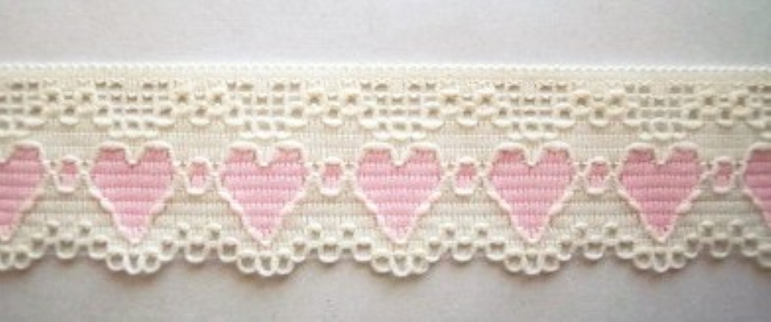 Ivory/Pink Hearts Lace