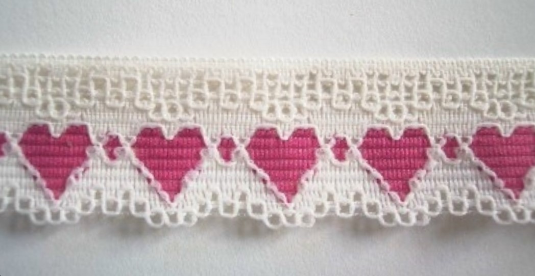 Ivory/Rasberry Hearts Lace