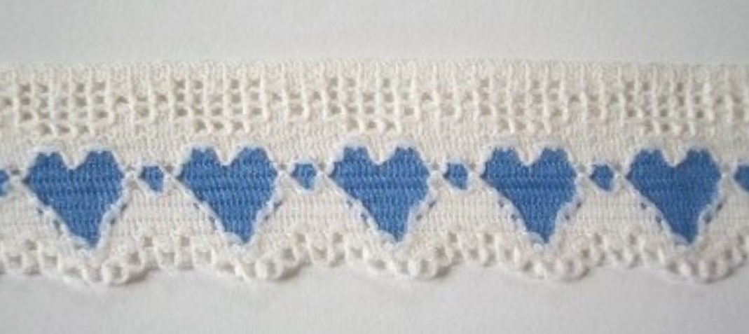 Ivory/Blue Hearts Lace