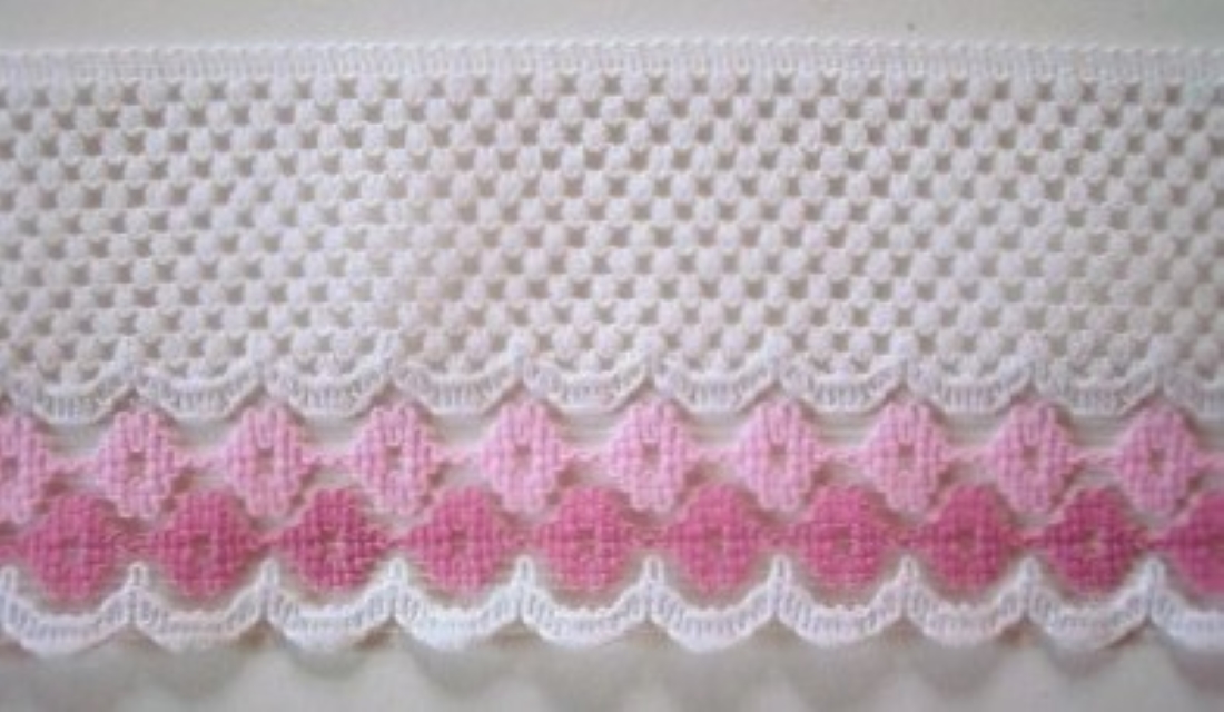 White/Pink Rows Lace