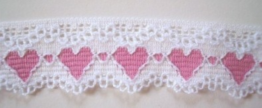 White/Mauve Hearts Lace