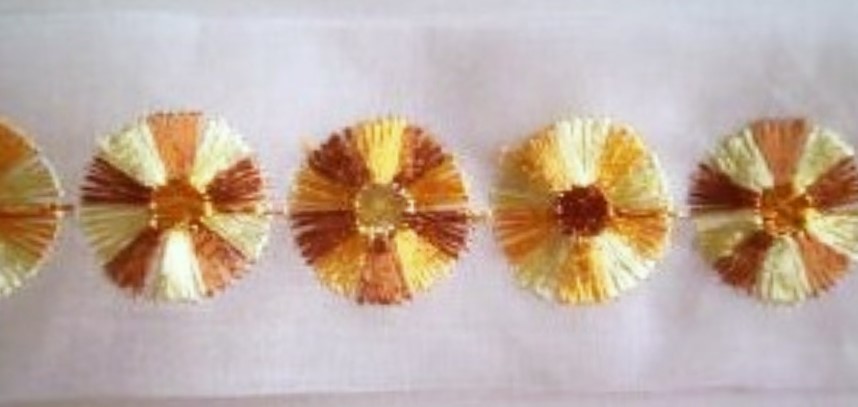 White&solGold Wheels 1 5/8" Organza Entredeux