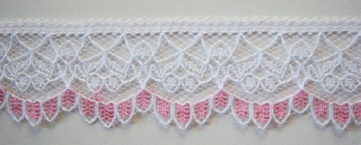 White/Shiny Pink Lace