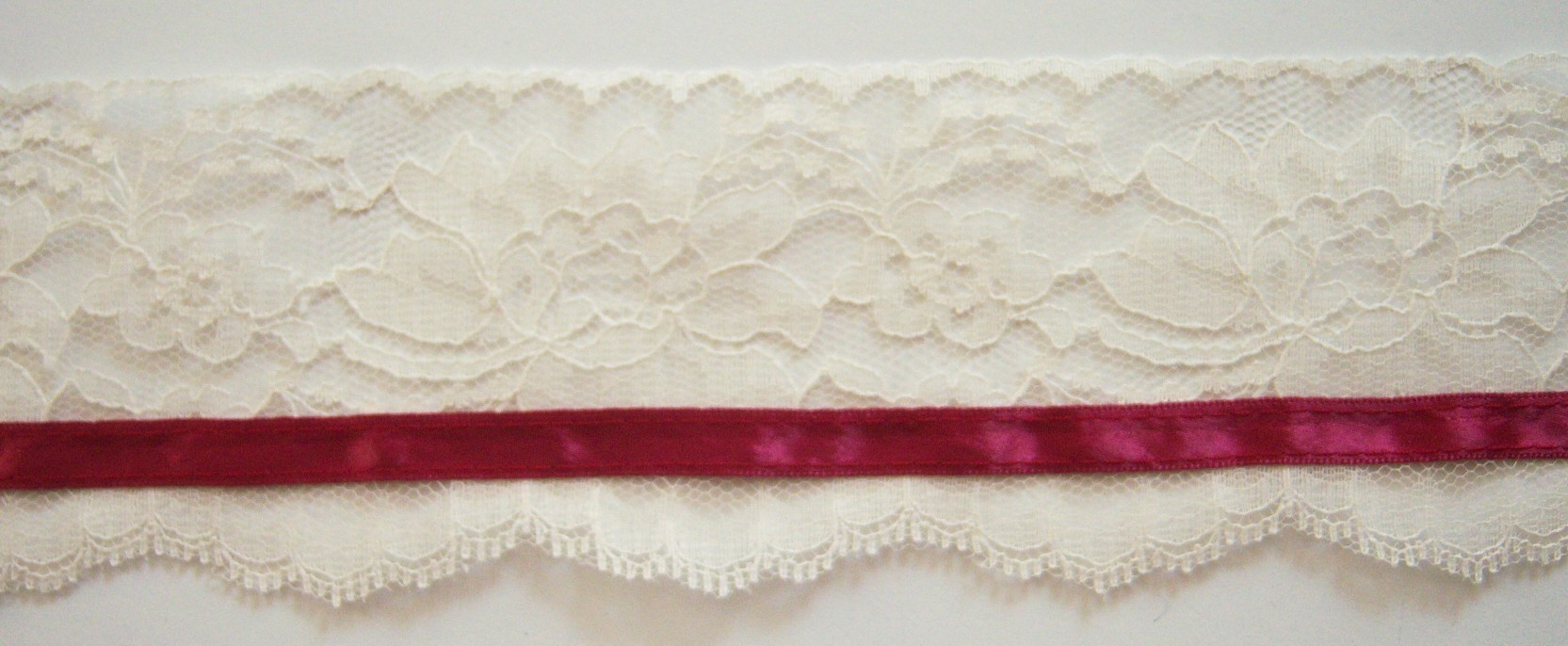 Ivory/Wine Satin Lace