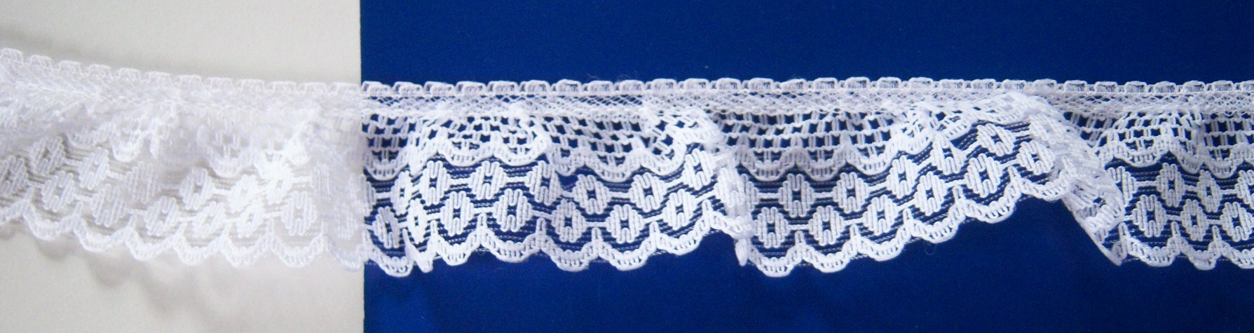 White 1 3/8" Ruffled Lace