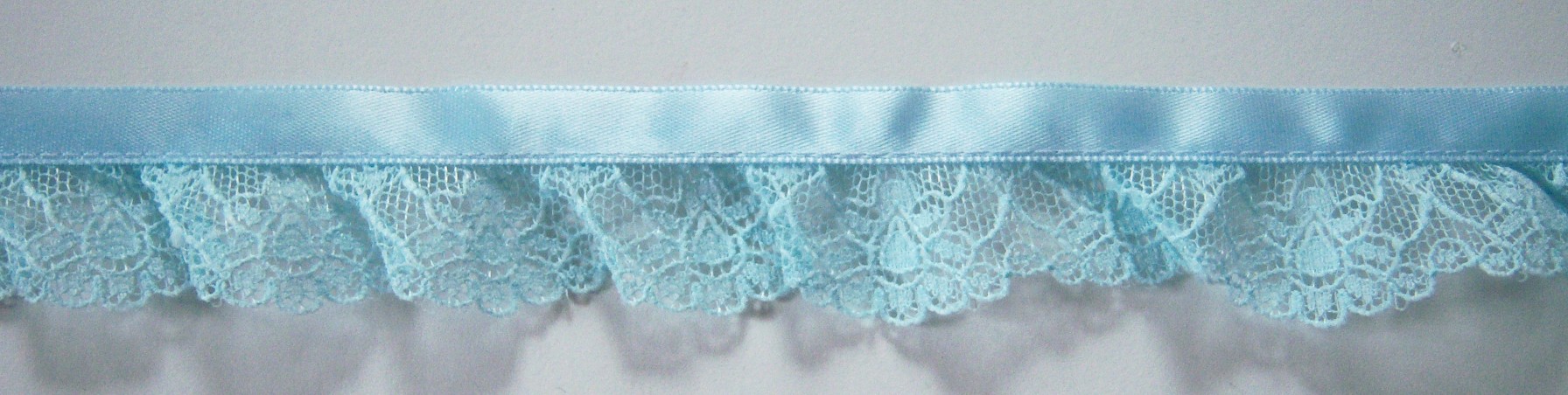 Blue 1 1/8" Satin/Ruffled Lace