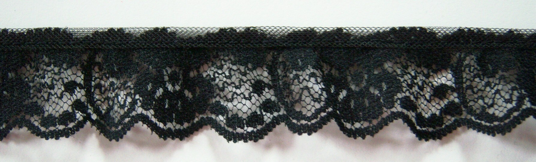 Black 1 1/8" Gathered Lace