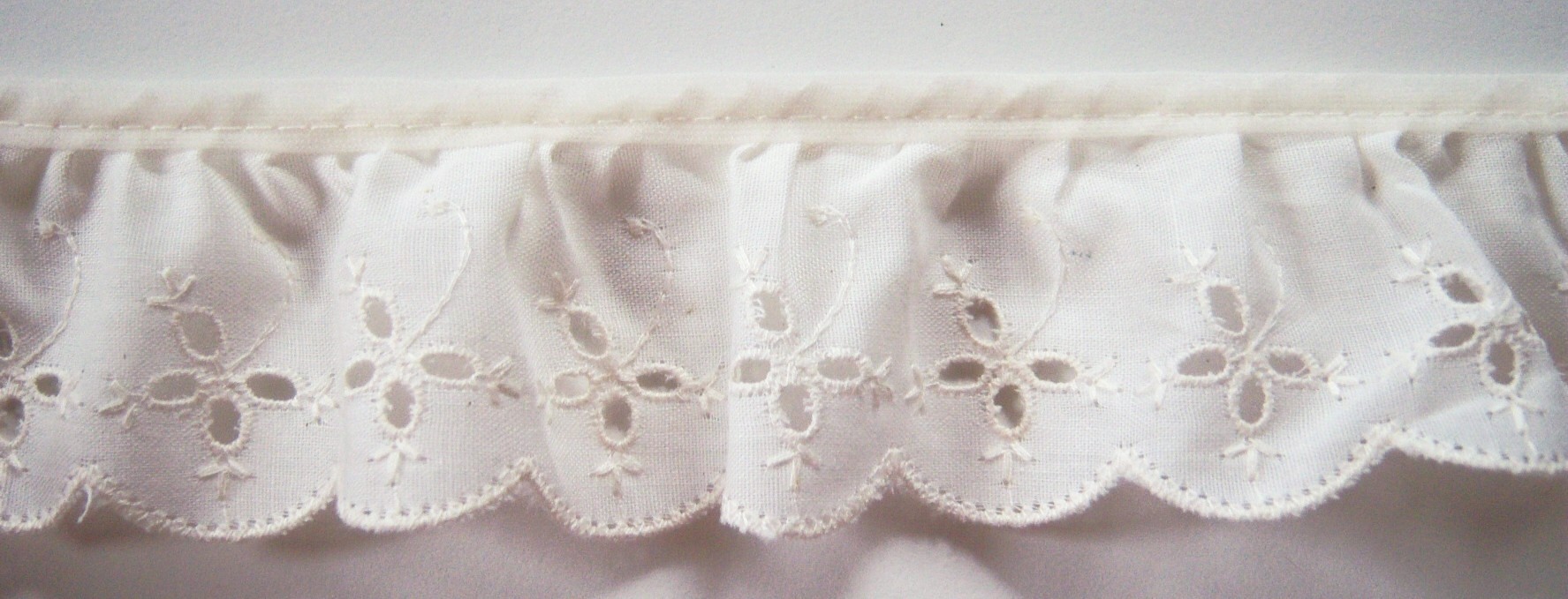 Natural 1 7/8" Gathered Eyelet Lace