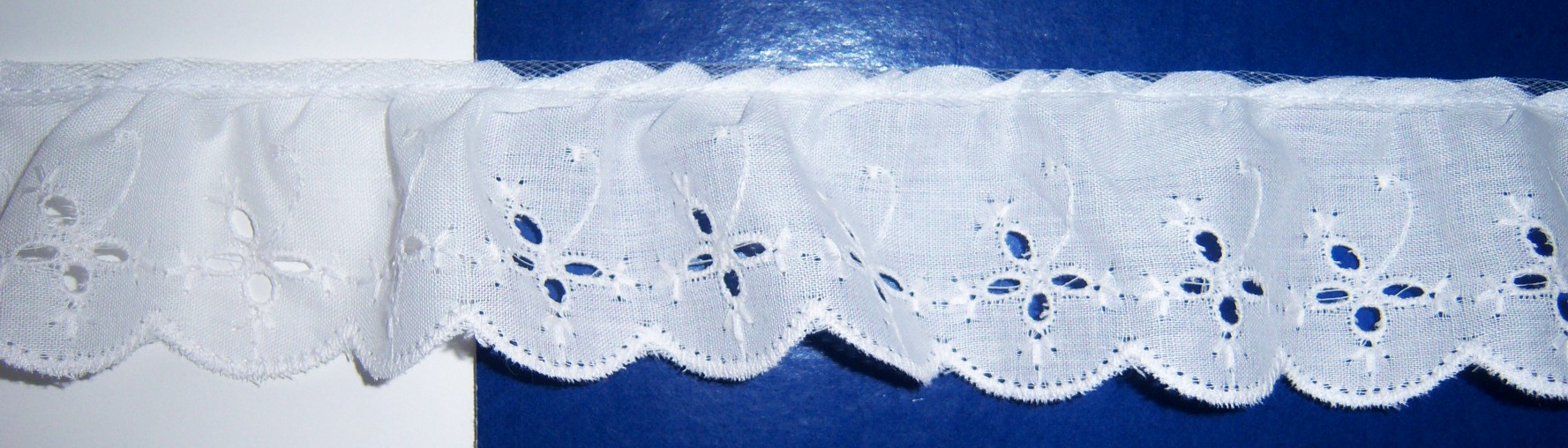 White 1 7/8" Ruffled Eyelet Lace
