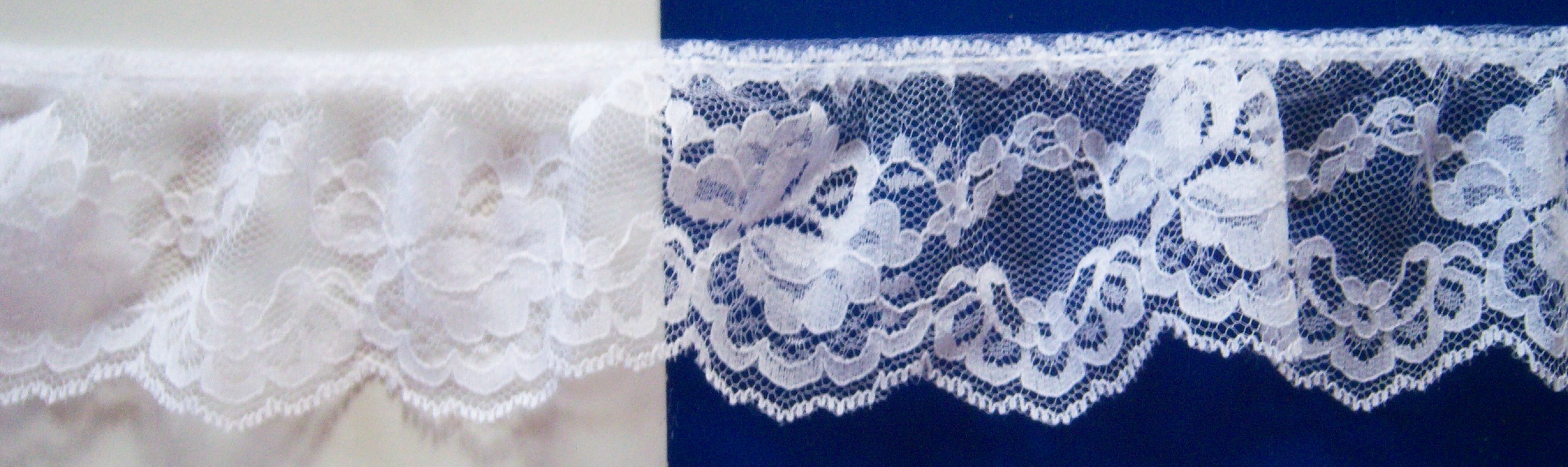 White 2 1/4" Ruffled Lace