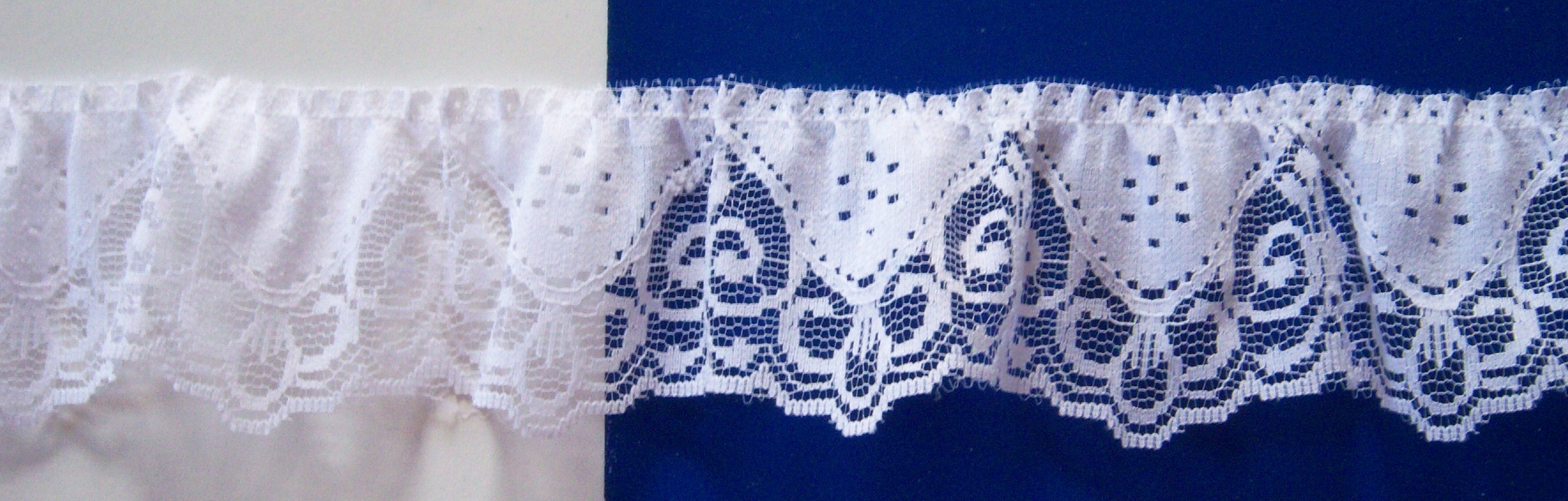 White 2 1/4" Ruffled Lace