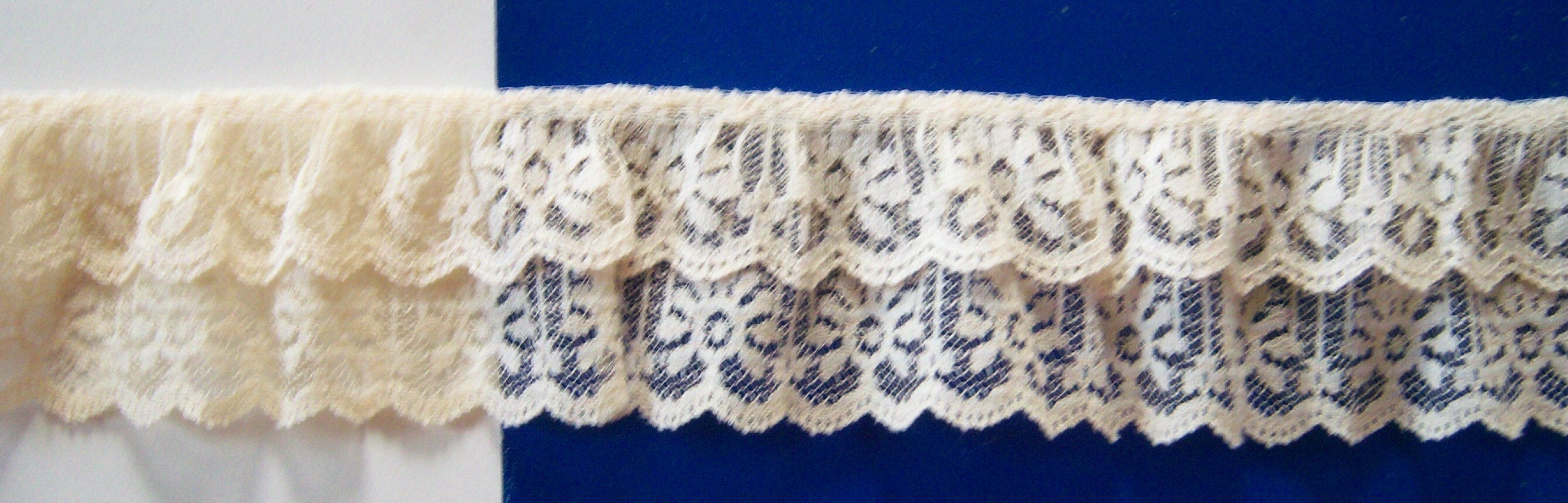 Double Ivory 2" Gathered Lace