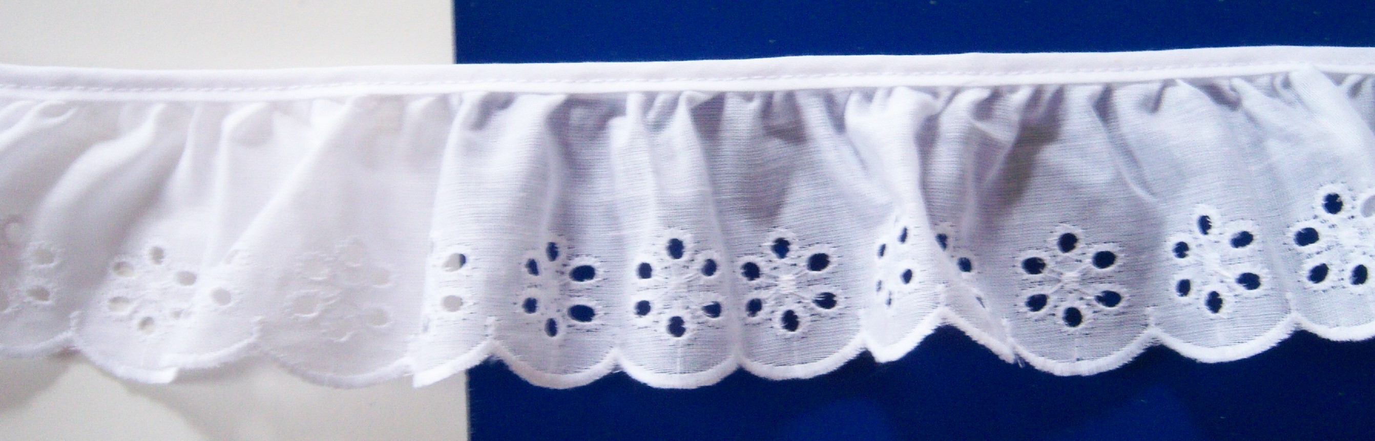 White 2 1/4" Gathered Lace