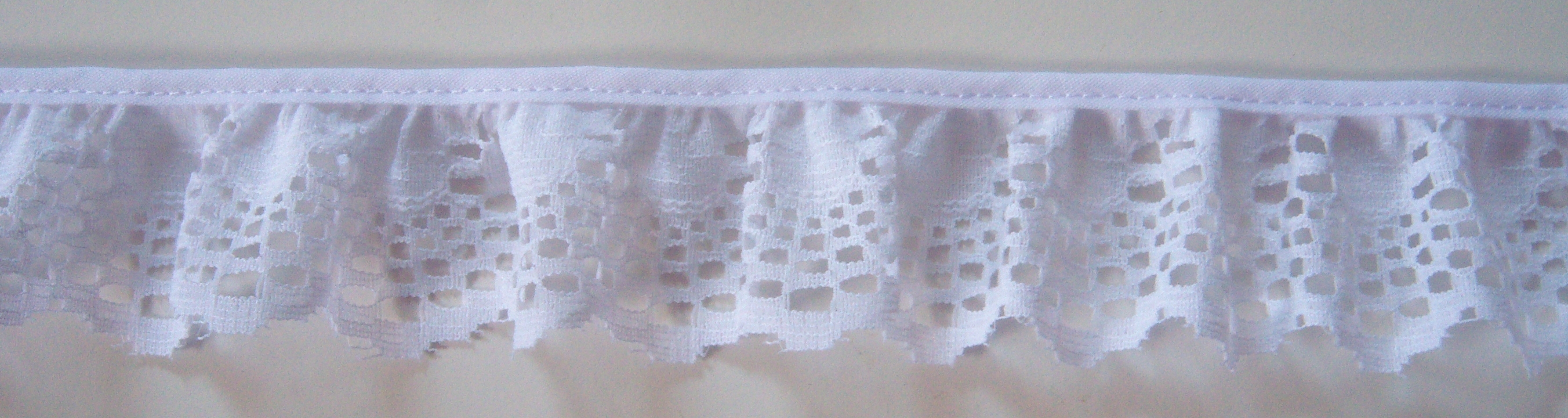 White 1 1/2" Ruffled Lace