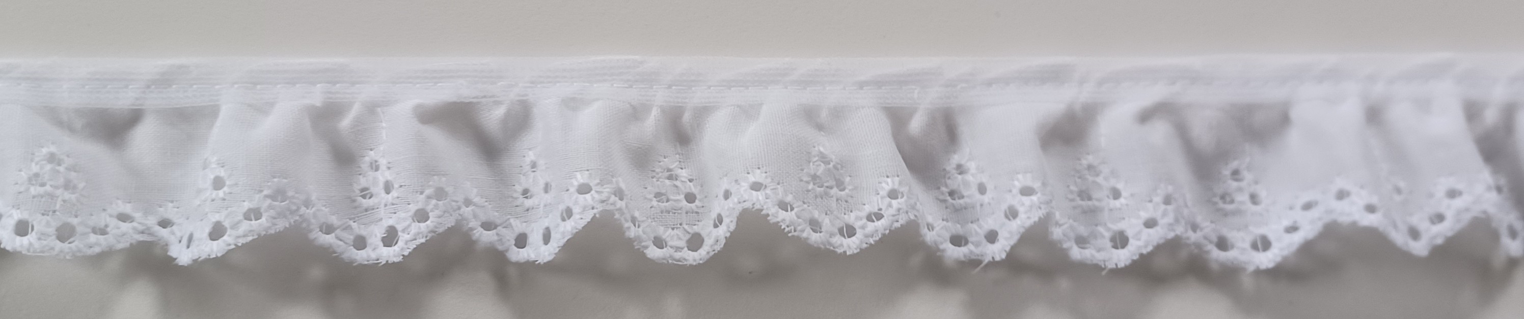 White 1" Ruffled Eyelet