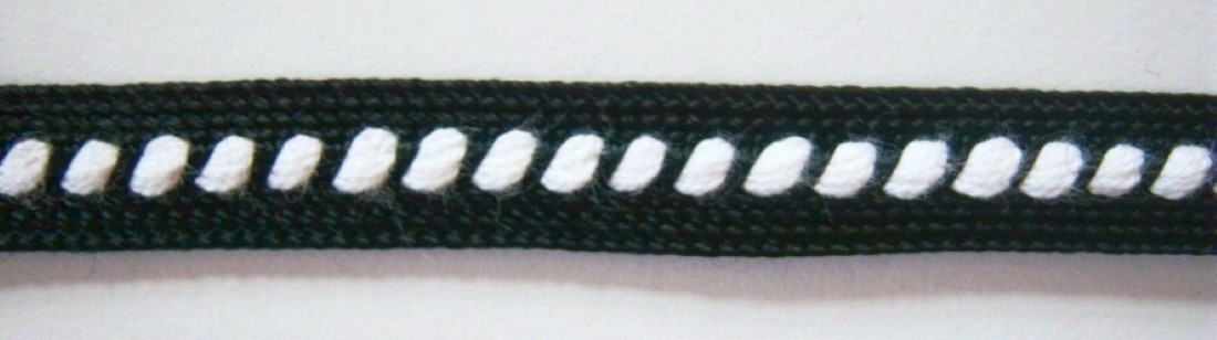 Black/White Center 1/2" Braid