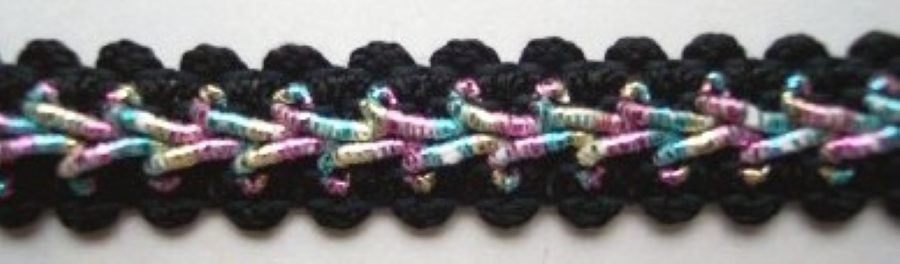 Black/Iridescent 1/2" Gimp Braid