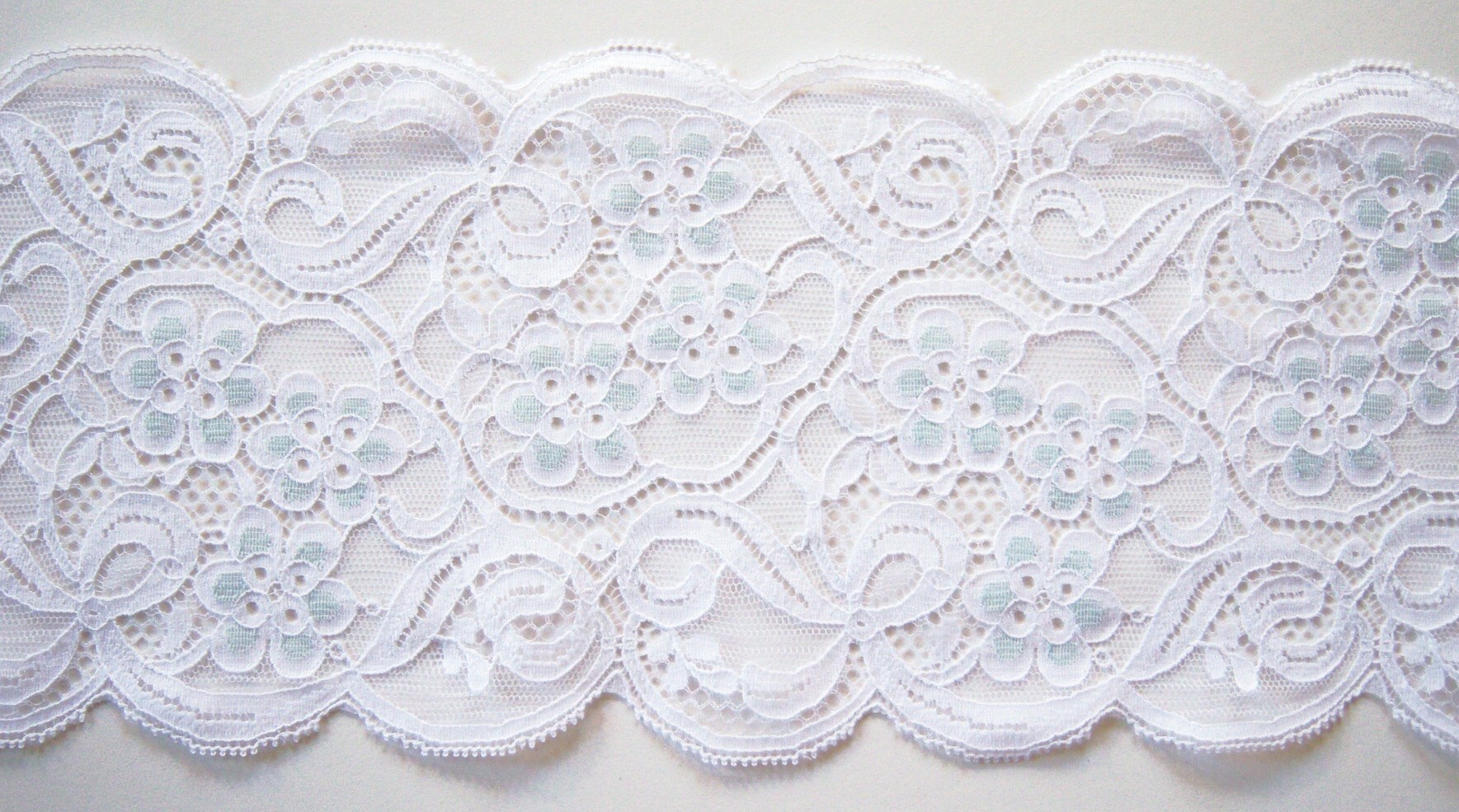 White/Mint Nylon Lace