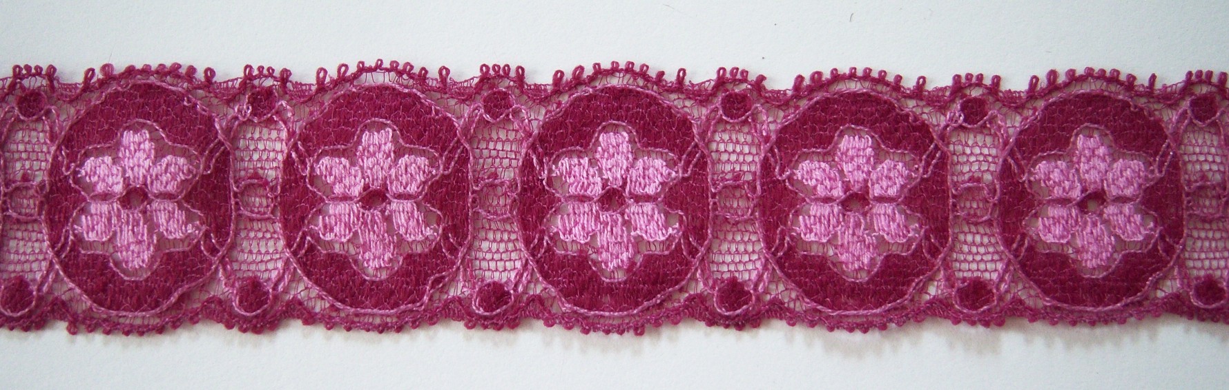 Rasberry/Pink 1 1/8 Inch Nylon Lace