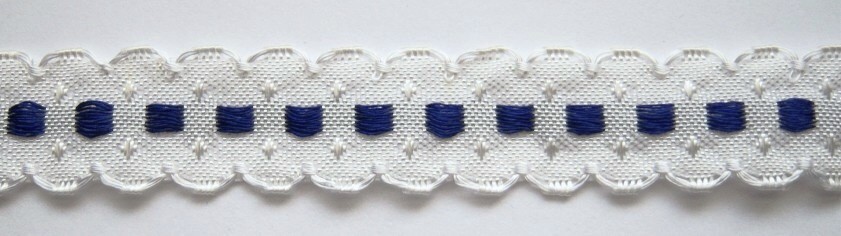 Ivory/Royal Brazil Imported 5/8 Inch Jacquard