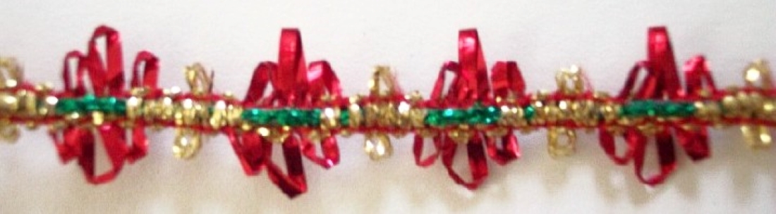 Red/Gold/Green 9/16" Mylar Rococo