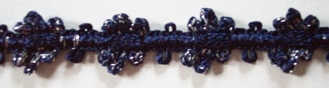 Navy/Silver 9/16" Metallic Rococo