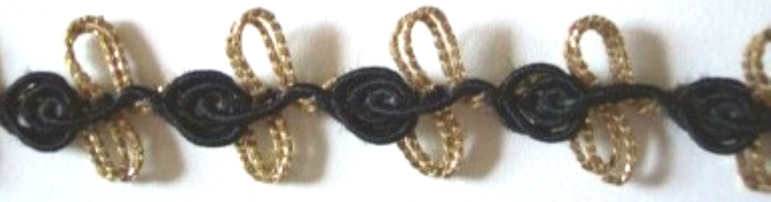Black/Gold 11/16" Rosebraid