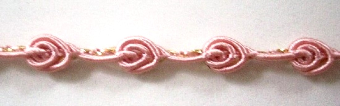 Colonial Pink/Gold 1/4" Rosebraid