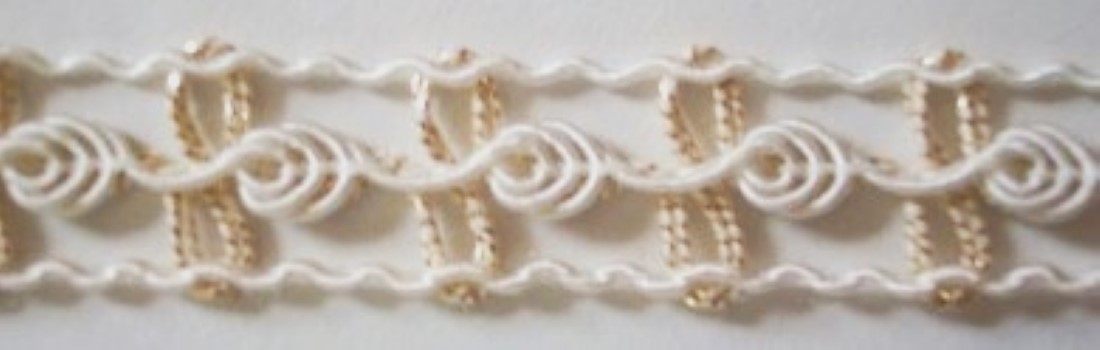 Natural White/Gold Rose Bud Braid