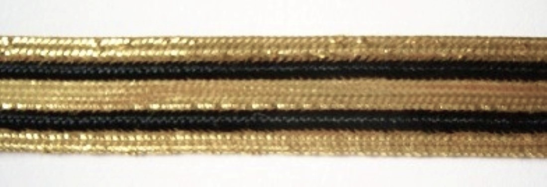 Gold/Double Black 11/16" Middy Braid