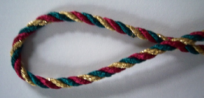 Wine/Green/Gold Metallic 5/32" Cord
