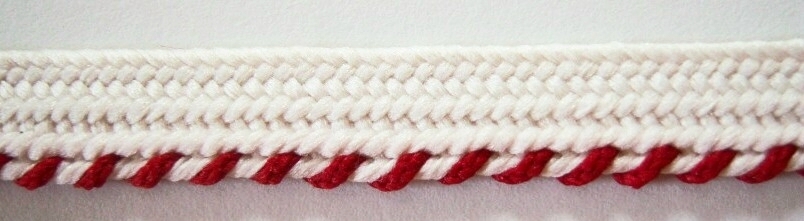 Natural/Crimson 3/32" Striped Piping