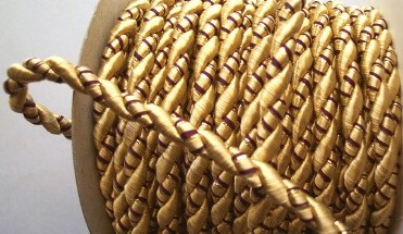 Gold/Burgundy Stripe 1/4" Cord