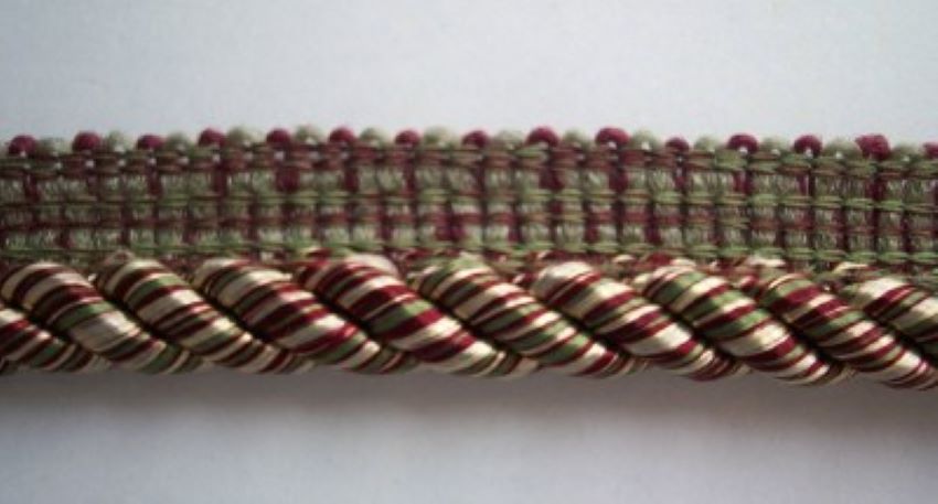 Green/Wine 3/8" Striped Piping