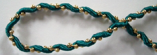 Green/Gold Beads Metallic 3/16" Cord