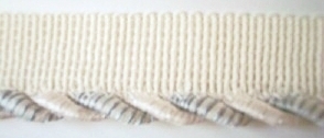 Bone/Ascot Grey 3/16" Striped Piping