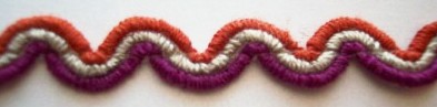 Sienna/Tan/Grape 3/8" Wavy Braid