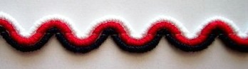 White/Red/Black 3/8" Wavy Braid