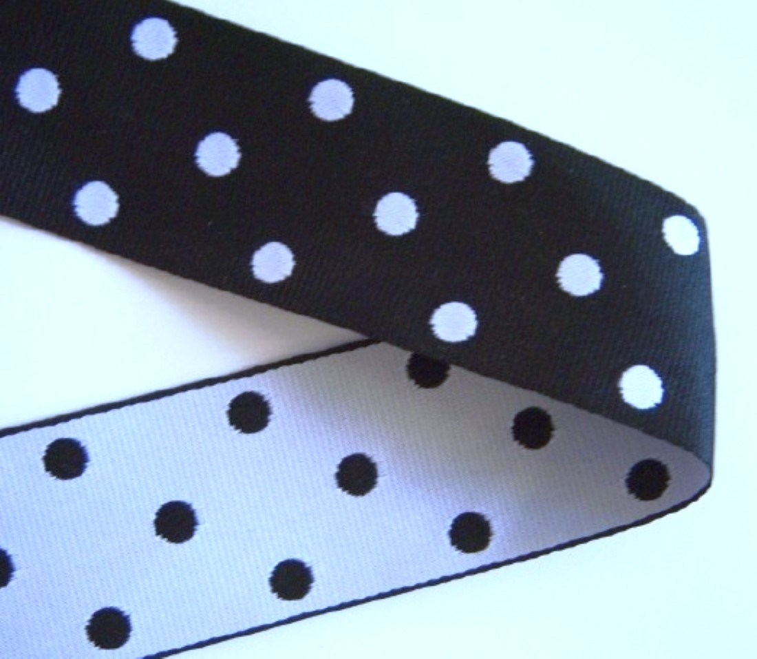 Black/White 1 1/2" Dots Ribbon